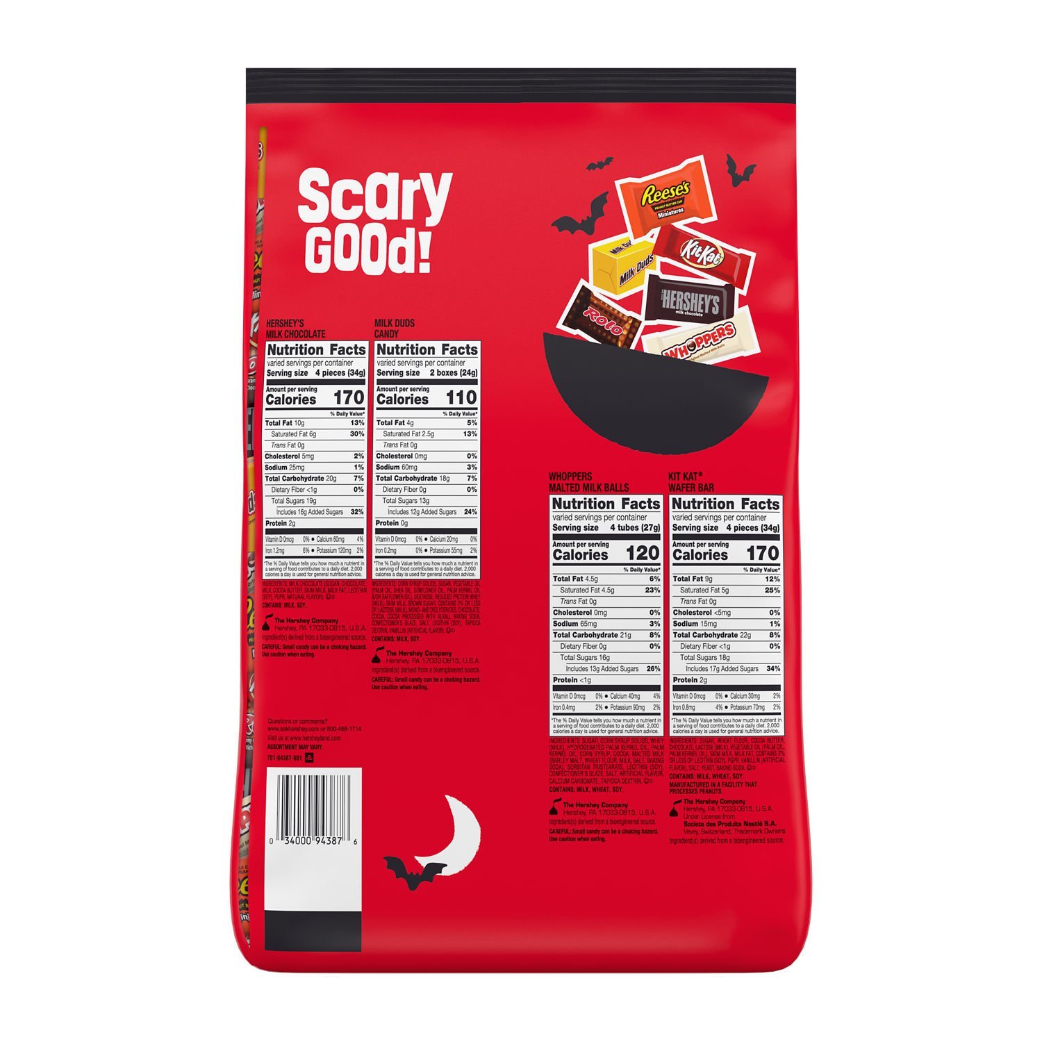 Hershey Assorted Chocolate Flavored Mini Halloween Candy, Bulk Variety Bag 53.34 oz, 185 Pieces - Image 2